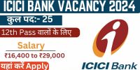 ICICI Bank Job Vacancy 2024 Apply Online, For 12th Pass and Freshers