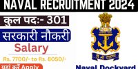 Naval Dockyard Mumbai Recruitment 2024 For Freshers Apply Online For 301 Post